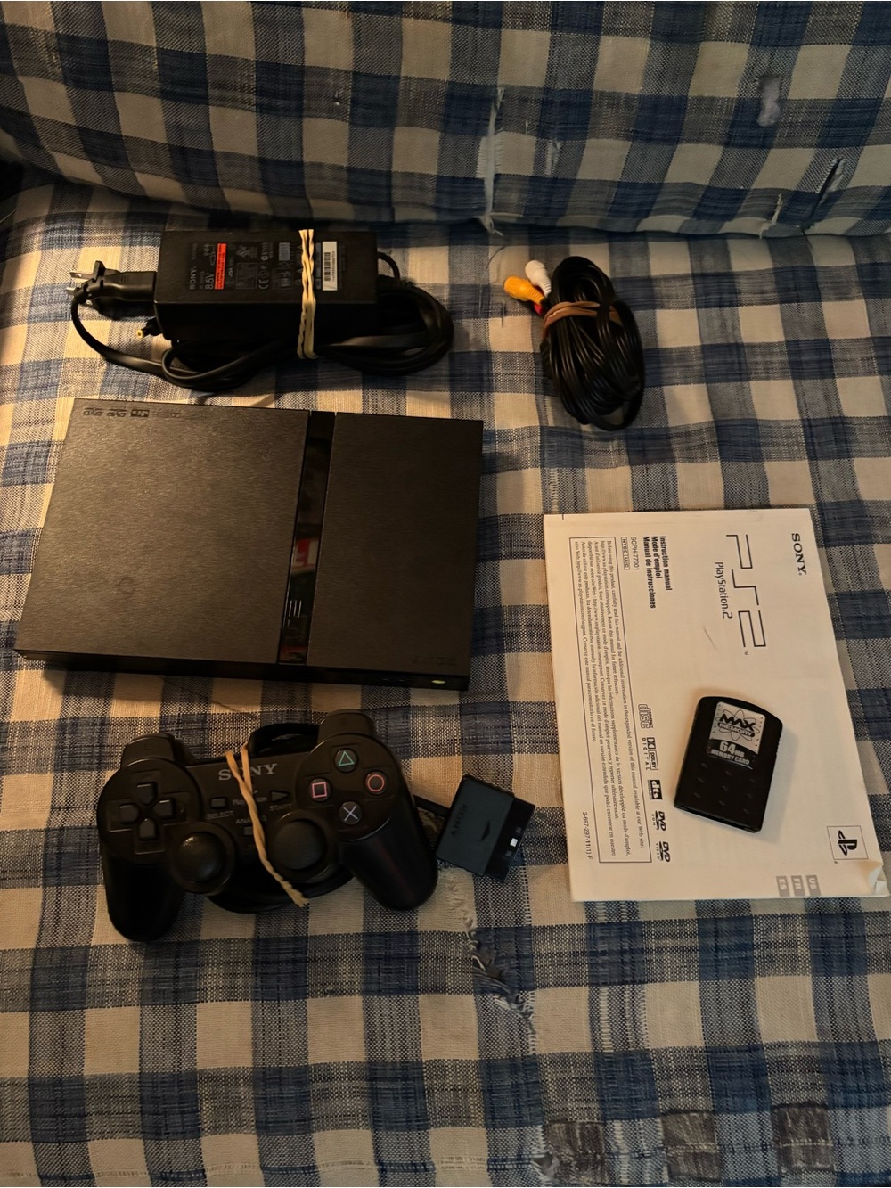 Sony PlayStation 2 Slim Console in Black with 64MB Memory Card. All Original.